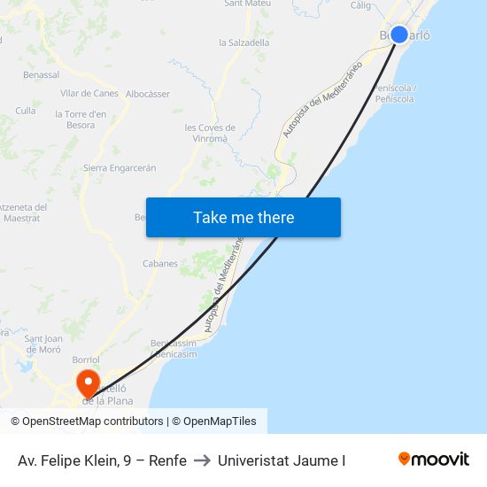 Av. Felipe Klein, 9 – Renfe to Univeristat Jaume I map
