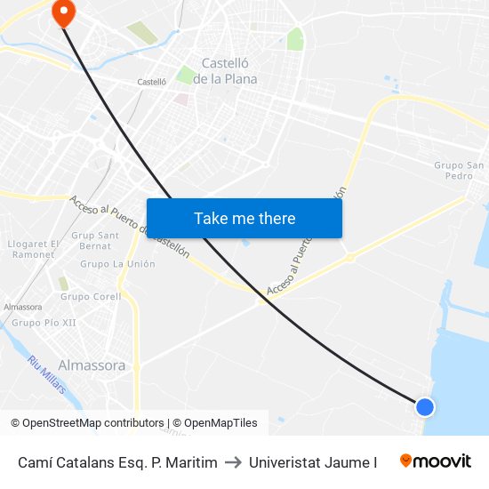 Camí Catalans Esq. P. Maritim to Univeristat Jaume I map