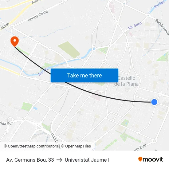 Av. Germans Bou, 33 to Univeristat Jaume I map