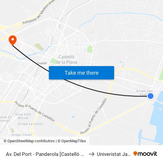 Av. Del Port - Panderola [Castelló de La Plana] to Univeristat Jaume I map