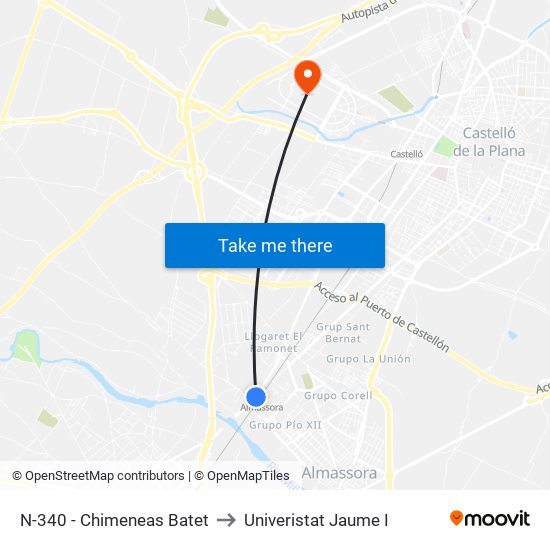 N-340 - Chimeneas Batet to Univeristat Jaume I map