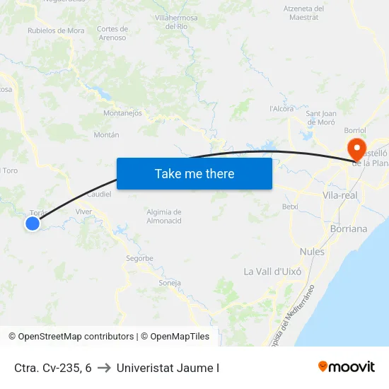 Ctra. Cv-235, 6 to Univeristat Jaume I map