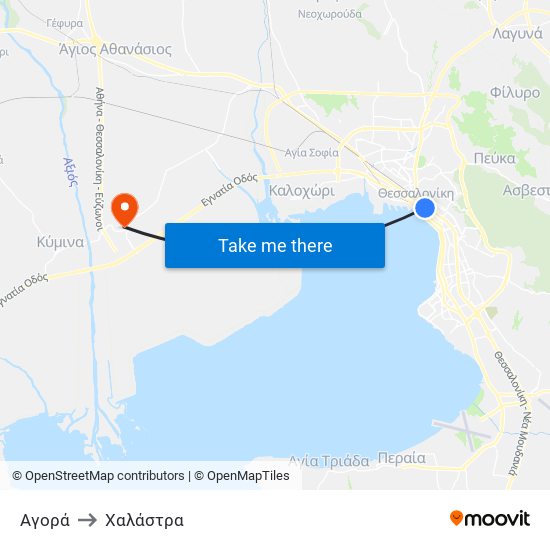 Αγορά to Χαλάστρα map