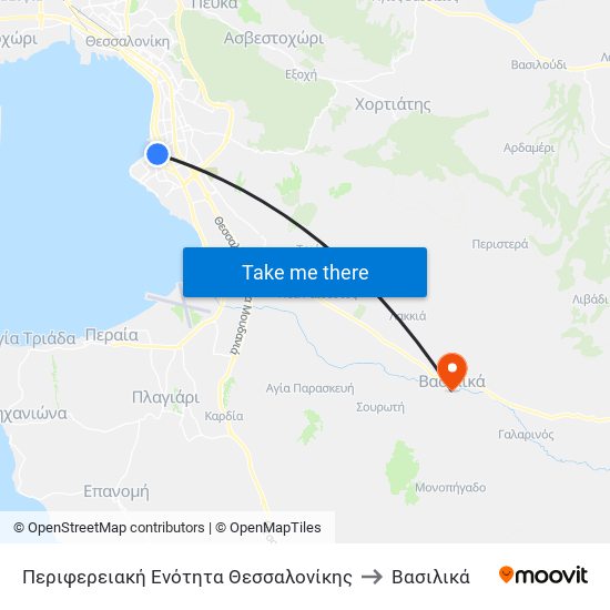 Περιφερειακή Ενότητα Θεσσαλονίκης to Βασιλικά map