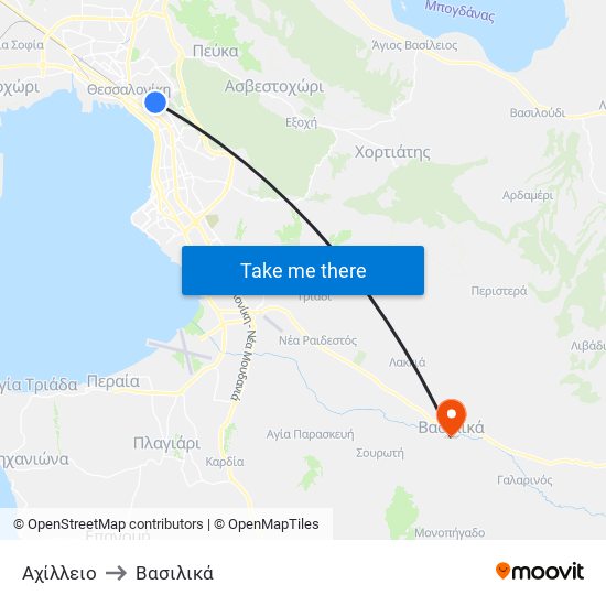 Αχίλλειο to Βασιλικά map