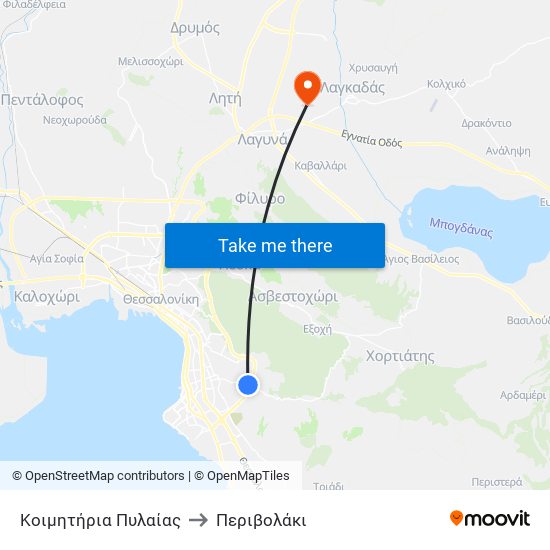 Κοιμητήρια Πυλαίας to Περιβολάκι map