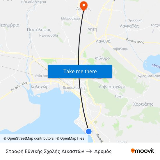 Στροφή Εθνικής Σχολής Δικαστών to Δρυμός map