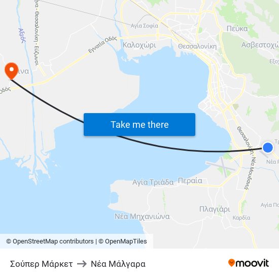 Σούπερ Μάρκετ to Νέα Μάλγαρα map
