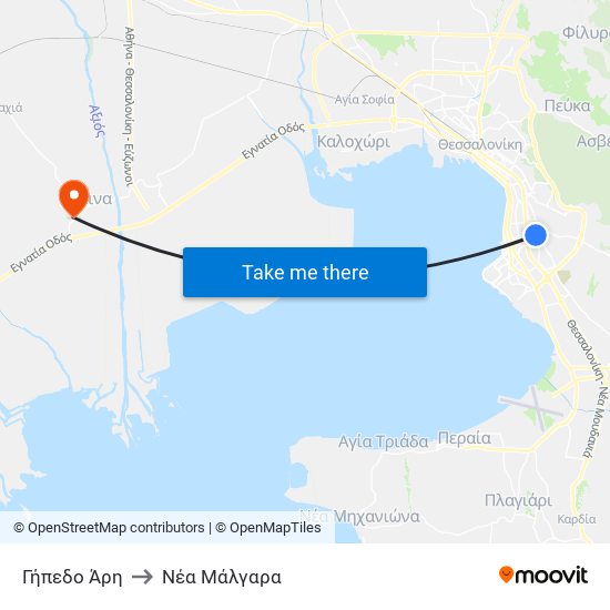 Γήπεδο Άρη to Νέα Μάλγαρα map