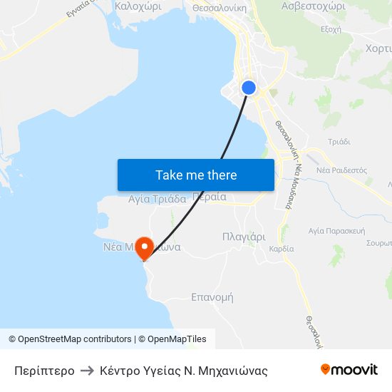 Περίπτερο to Κέντρο Υγείας Ν. Μηχανιώνας map