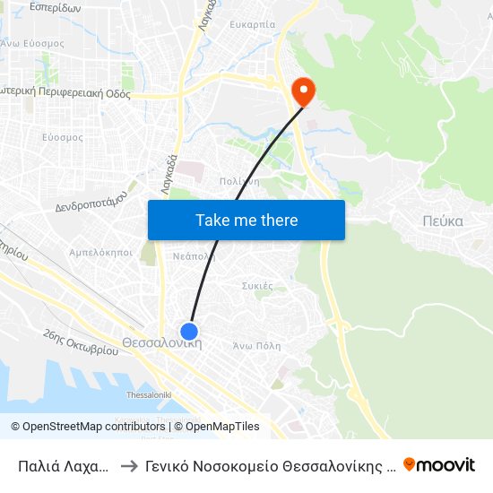 Παλιά Λαχαναγορά to Γενικό Νοσοκομείο Θεσσαλονίκης  Παπαγεωργίου map