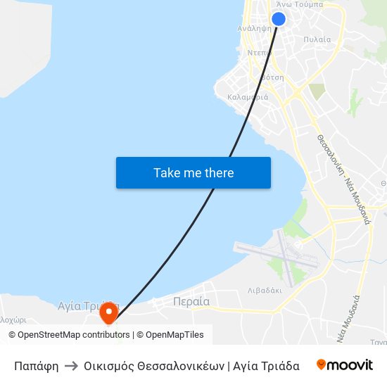 Παπάφη to Οικισμός Θεσσαλονικέων | Αγία Τριάδα map