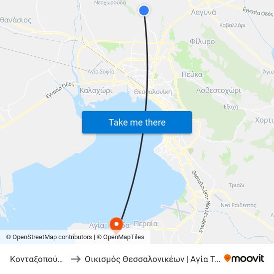 Κονταξοπούλειο to Οικισμός Θεσσαλονικέων | Αγία Τριάδα map
