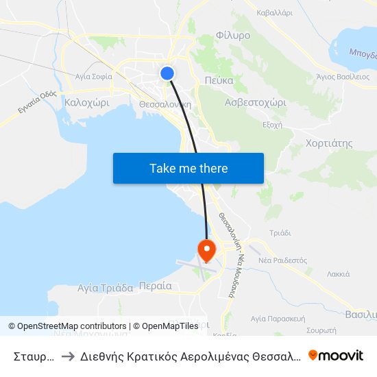 Σταυρουπόλ to Διεθνής Κρατικός Αερολιμένας Θεσσαλονίκης Μακεδονία (SKG) map