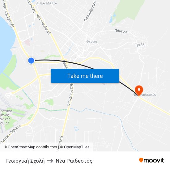 Γεωργική Σχολή to Νέα Ραιδεστός map