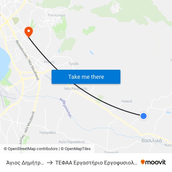 Άγιος Δημήτριος to ΤΕΦΑΑ Εργαστήριο Εργοφυσιολογίας map