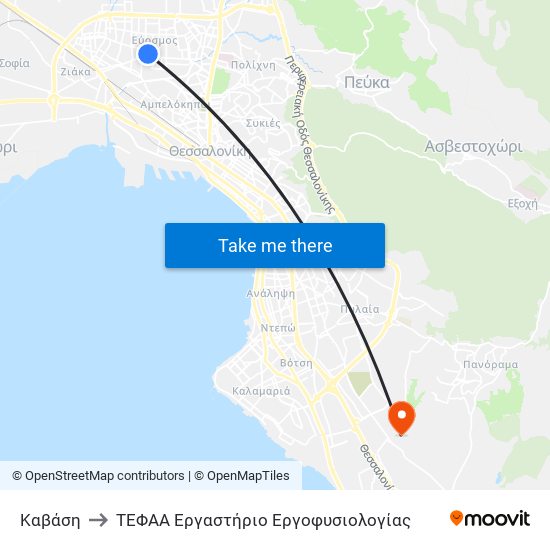 Καβάση to ΤΕΦΑΑ Εργαστήριο Εργοφυσιολογίας map