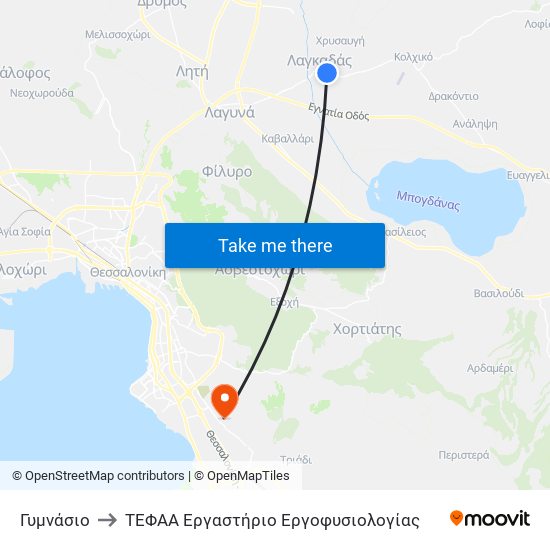 Γυμνάσιο to ΤΕΦΑΑ Εργαστήριο Εργοφυσιολογίας map