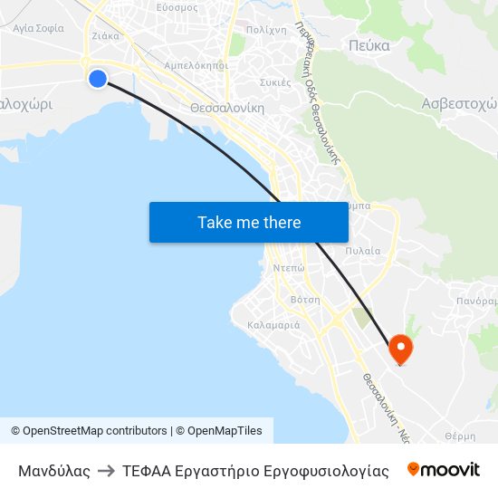 Μανδύλας to ΤΕΦΑΑ Εργαστήριο Εργοφυσιολογίας map