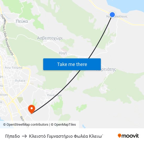 Γήπεδο to Κλειστό Γυμναστήριο Φωλέα Κλειω´ map