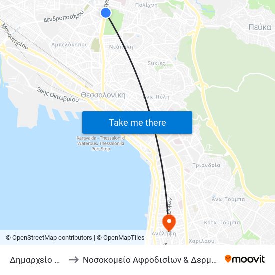 Δημαρχείο Παύλου Μελά to Νοσοκομείο Αφροδισίων & Δερματικών Νόσων Θεσσαλονίκης map