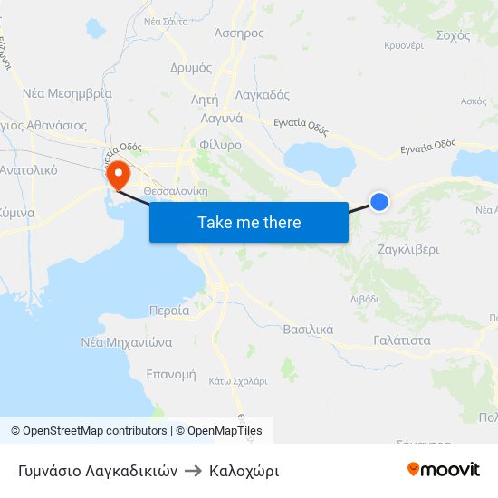 Γυμνάσιο Λαγκαδικιών to Καλοχώρι map