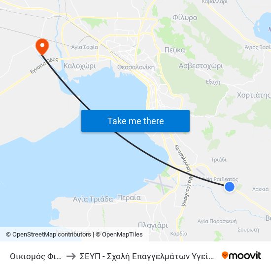 Οικισμός Φιλοθέη to ΣΕΥΠ - Σχολή Επαγγελμάτων Υγείας & Πρόνοιας map