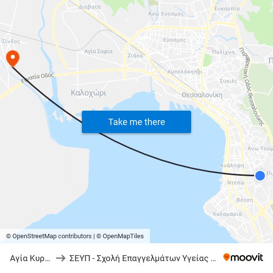 Αγία Κυριακή to ΣΕΥΠ - Σχολή Επαγγελμάτων Υγείας & Πρόνοιας map