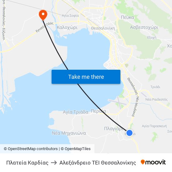 Πλατεία Καρδίας to Αλεξάνδρειο ΤΕΙ Θεσσαλονίκης map