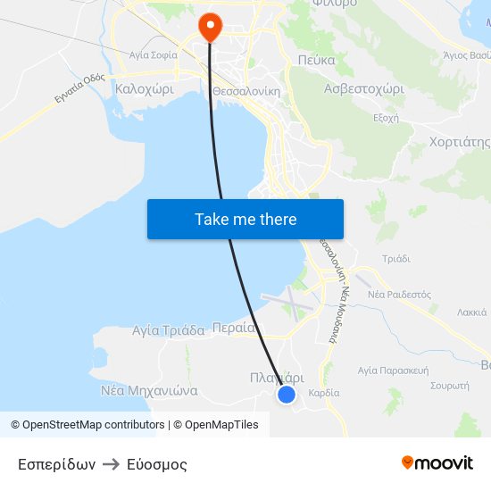 Εσπερίδων to Εύοσμος map