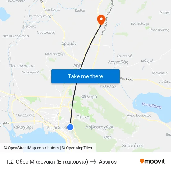 T.S. Bosnaki Road (Eptapyrgio) to Assiros map