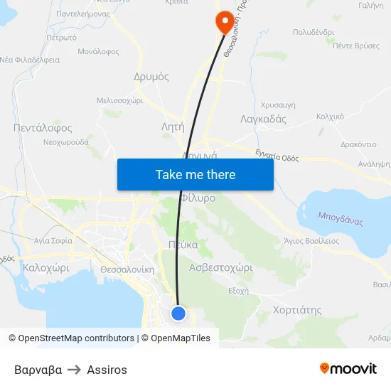 Varnava to Assiros map