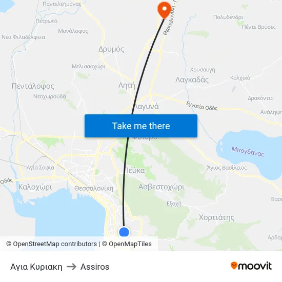 Agia Kyriaki to Assiros map