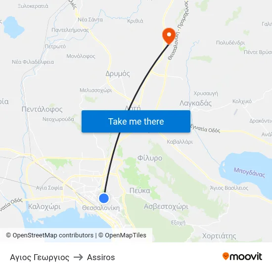 Saint George to Assiros map