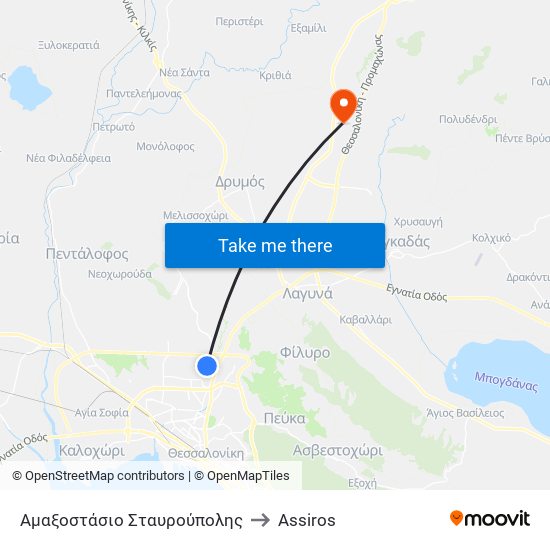 Αμαξοστάσιο Σταυρούπολης to Assiros map