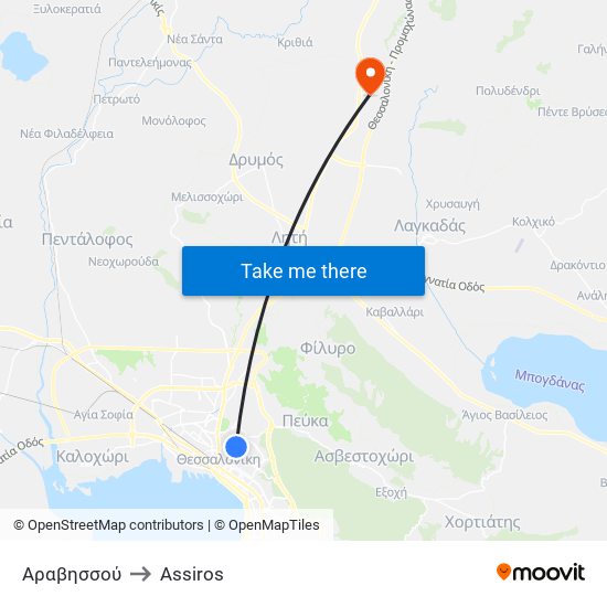 Αραβησσού to Assiros map