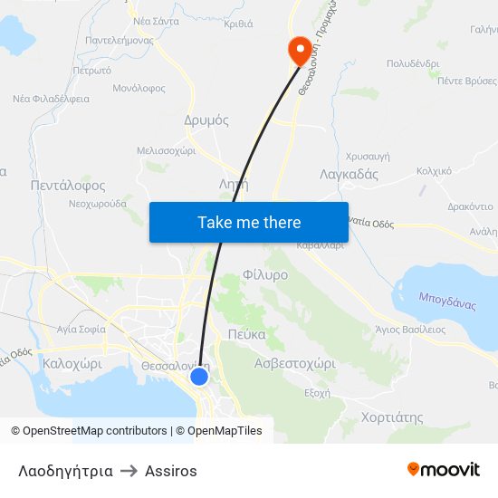 Λαοδηγήτρια to Assiros map