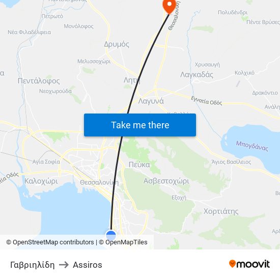 Γαβριηλίδη to Assiros map