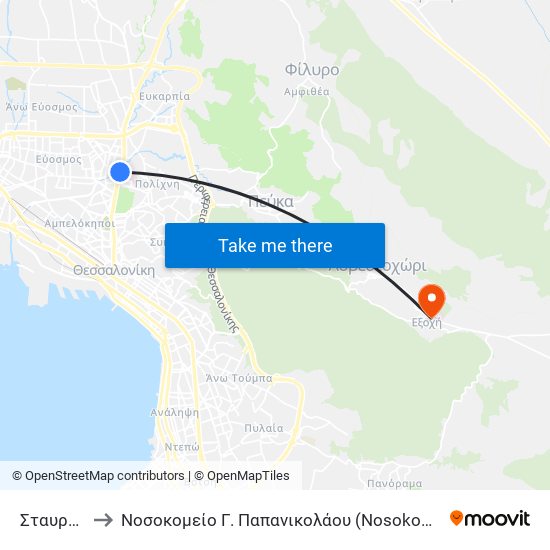 Σταυρουπόλ to Νοσοκομείο Γ. Παπανικολάου (Nosokomeio G. Papanikolaou) map