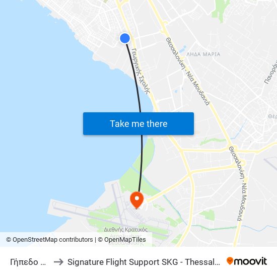 Γήπεδο Φοίνικα to Signature Flight Support SKG - Thessaloniki Macedonia Airport map