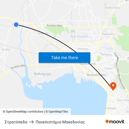 Στρατόπεδο to Πανεπιστήμιο Μακεδονίας map
