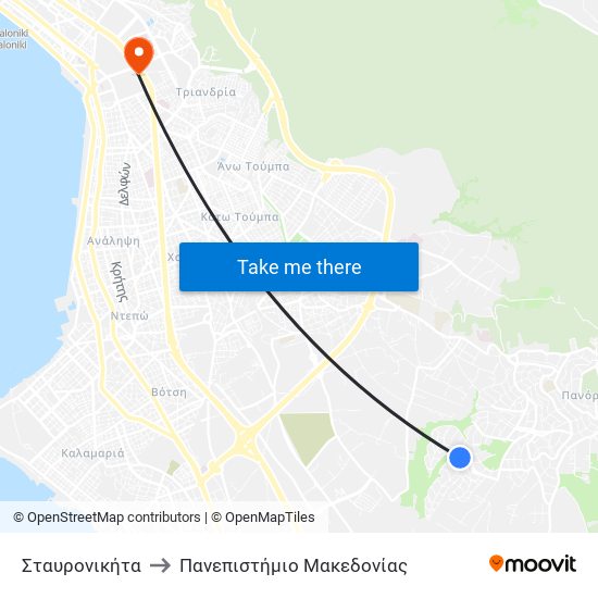 Σταυρονικήτα to Πανεπιστήμιο Μακεδονίας map