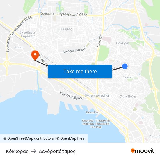 Κόκκορας to Δενδροπόταμος map
