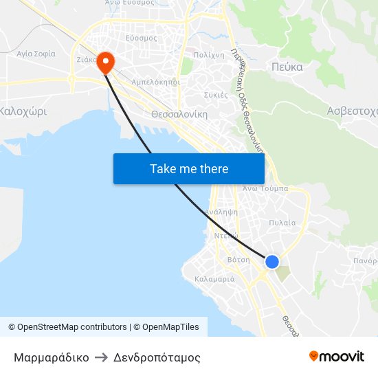 Μαρμαράδικο to Δενδροπόταμος map