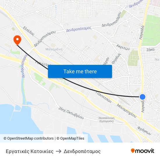 Εργατικές Κατοικίες to Δενδροπόταμος map