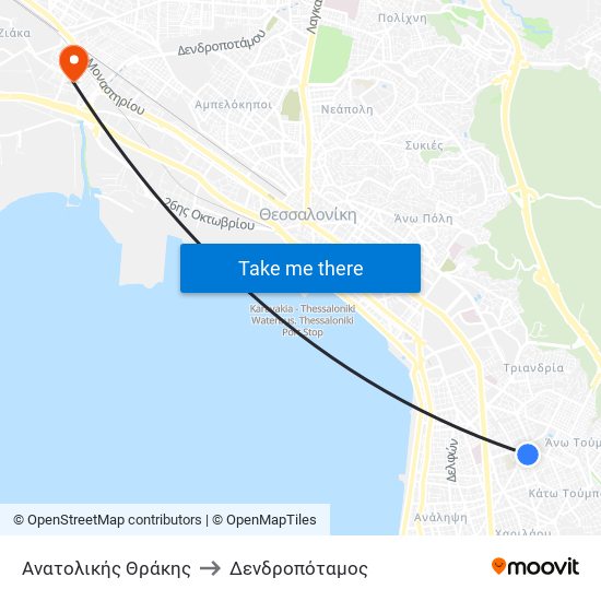 Ανατολικής Θράκης to Δενδροπόταμος map