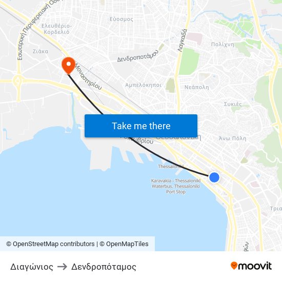 Διαγώνιος to Δενδροπόταμος map