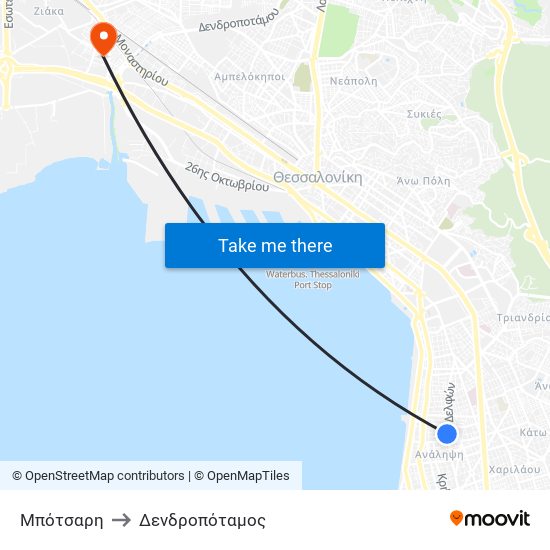 Μπότσαρη to Δενδροπόταμος map