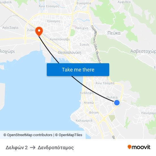 Δελφών 2 to Δενδροπόταμος map