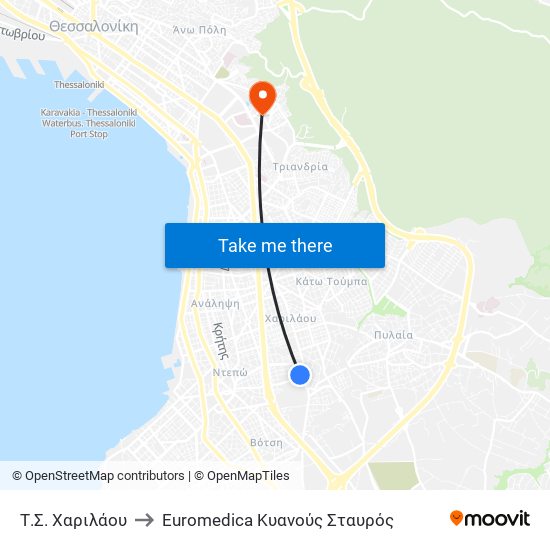 Τ.Σ. Χαριλάου to Euromedica Κυανούς Σταυρός map